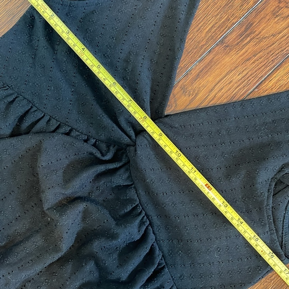 Betsey Johnson Black eyelet knit v neck Maxi Dress Medium - Picture 4 of 6